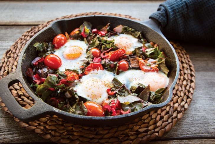 Roasted Smoky Tomatoes with Swiss Chard and Eggs