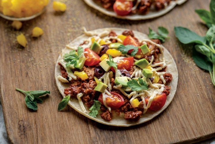 Tempeh Taco Pizza Party