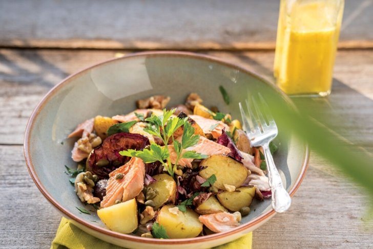 Potato Trout Salad with Golden Milk Dressing